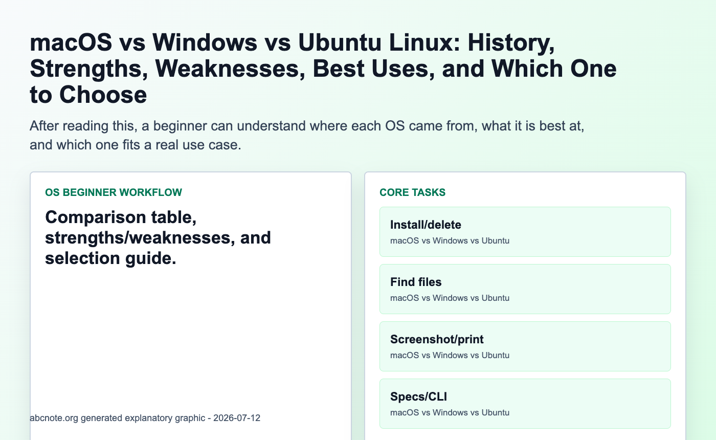 macOS Windows and Ubuntu comparison image for choosing an operating system by tasks and workflow